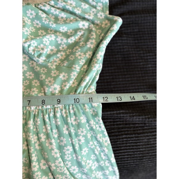 No Boundaries Green/White Floral Sun‎ Dress Ruffle Straps Size M High/Low - Picture 7 of 8